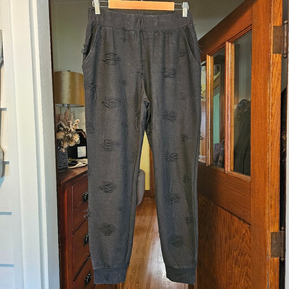 Lovestitch Women's Distressed Joggers - Black - Size Medium